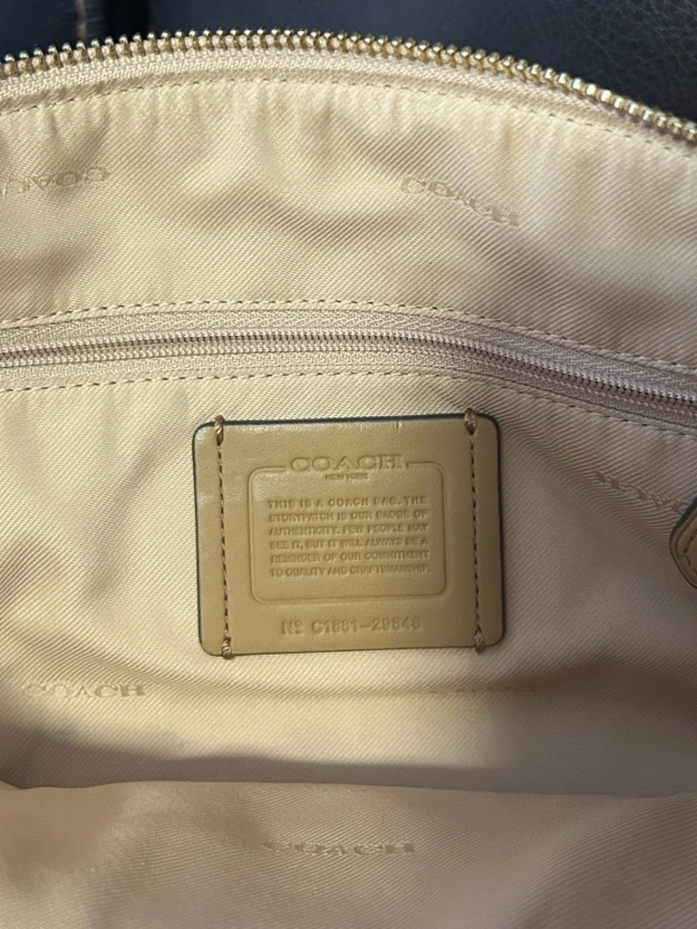 Coach Cream Woven Leather Satchel with Gold Hardware